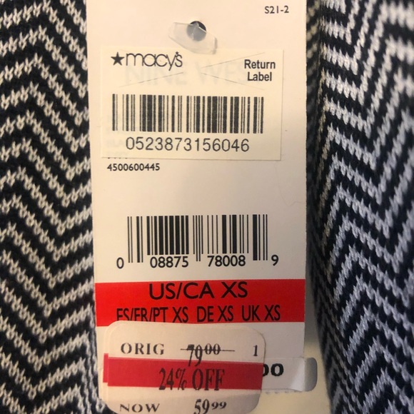 NWT XS Nine West Chevron Striped Sweater Dress - Picture 5 of 5